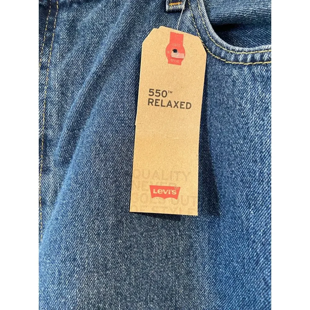 Levis 550 Jeans Mens 46x32 Blue Relaxed Fit Tapered Leg Big Tall 100% Cotton NEW